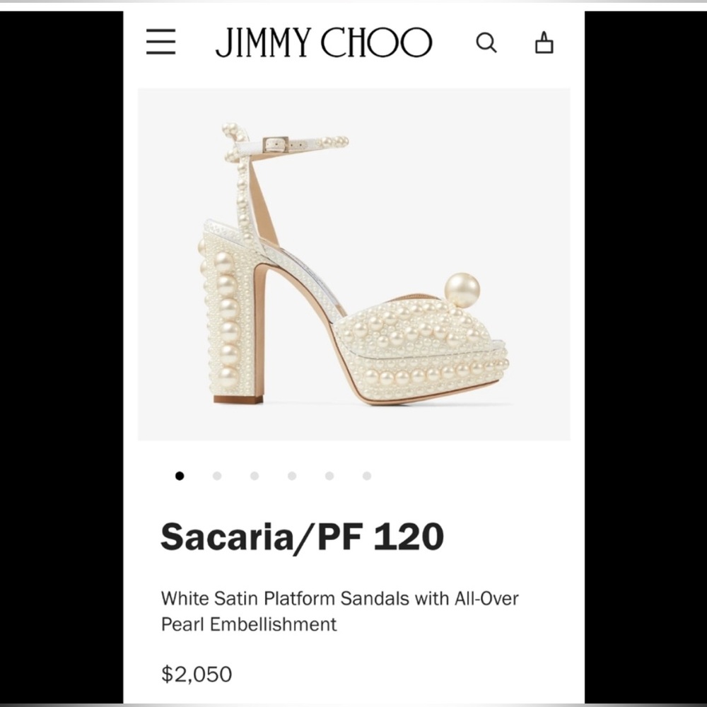 Jimmy Choo Pearl Embellished White Bridal Heels size 38 - Picture 15 of 16